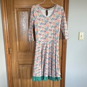 Matilda Jane Floral Dress with Pink and Orange Accents